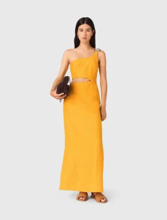 Asymmetrisches Kleid aus Leinenmischung