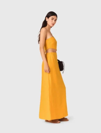 Asymmetrisches Kleid aus Leinenmischung