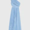 Asymmetrisches Maxikleid mit Falten
