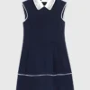 Ausgestelltes Kleid mit Kontrastbesatz