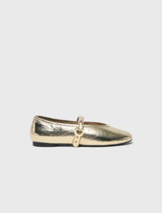 Ballerinas aus Metallic-Leder