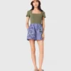 Bestickte gestreifte Baumwollshorts Bestickte gestreifte Baumwollshorts
