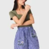 Bestickte gestreifte Baumwollshorts Bestickte gestreifte Baumwollshorts