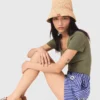 Bestickte gestreifte Baumwollshorts Bestickte gestreifte Baumwollshorts
