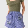 Bestickte gestreifte Baumwollshorts Bestickte gestreifte Baumwollshorts