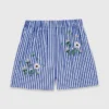 Bestickte gestreifte Baumwollshorts Bestickte gestreifte Baumwollshorts