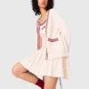 Bestickte, lange Strickjacke Bestickte, lange Strickjacke