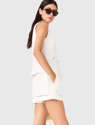 Bestickte Shorts aus Leinenmischung