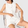 Bestickte Shorts aus Leinenmischung Bestickte Shorts aus Leinenmischung