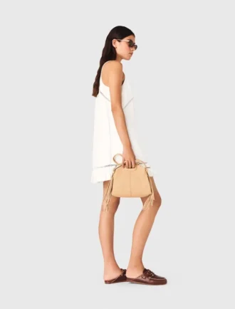 Besticktes Kleid aus Leinenmischung