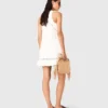 Besticktes Kleid aus Leinenmischung