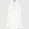 Besticktes Kleid aus Leinenmischung