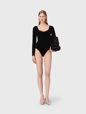 Body mit Samt- und Korsettdetails