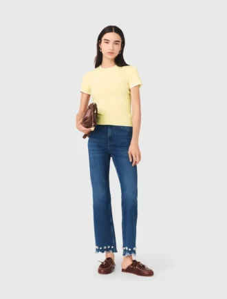 Bootcut-Jeans mit Perlenverzierung