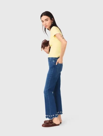 Bootcut-Jeans mit Perlenverzierung