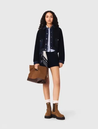 Bouclé- und Jeansjacke