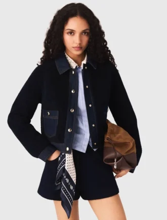 Bouclé- und Jeansjacke