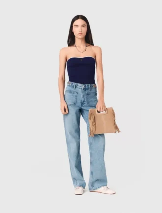 Bustier-Top mit Kontraststrick