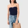 Bustier-Top mit Kontraststrick