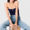 Bustier-Top mit Kontraststrick