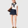 Denim-Skort mit Stickerei und Lagen-Effekt Denim-Skort mit Stickerei und Lagen-Effekt
