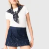 Denim-Skort mit Stickerei und Lagen-Effekt Denim-Skort mit Stickerei und Lagen-Effekt