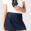 Denim-Skort mit Stickerei und Lagen-Effekt Denim-Skort mit Stickerei und Lagen-Effekt