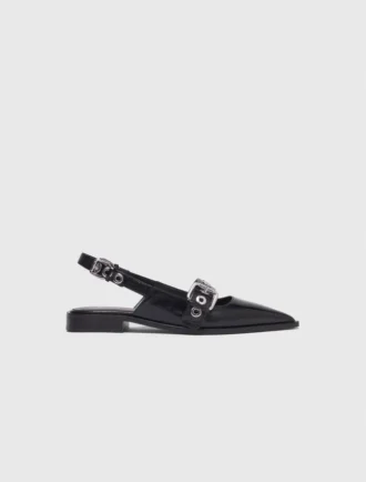 Flache Slingbacks mit Lederriemen
