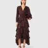 Fließendes Maxikleid mit Rüschen