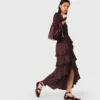 Fließendes Maxikleid mit Rüschen