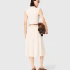 Geripptes Kleid mit Seitenschlitz