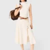 Geripptes Kleid mit Seitenschlitz