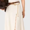 Geripptes Kleid mit Seitenschlitz
