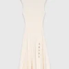 Geripptes Kleid mit Seitenschlitz