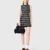Gestreiftes Mini-Häkel-Kleid