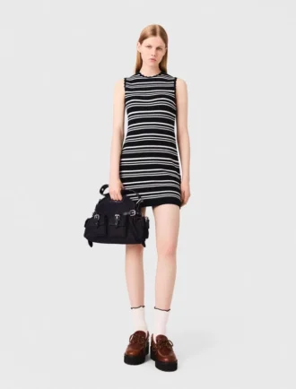 Gestreiftes Mini-Häkel-Kleid
