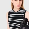 Gestreiftes Mini-Häkel-Kleid
