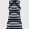 Gestreiftes Mini-Häkel-Kleid