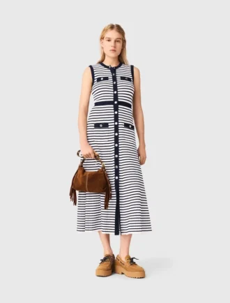 Gestreiftes Strick-Maxikleid