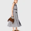 Gestreiftes Strick-Maxikleid