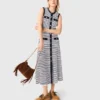 Gestreiftes Strick-Maxikleid