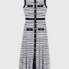 Gestreiftes Strick-Maxikleid