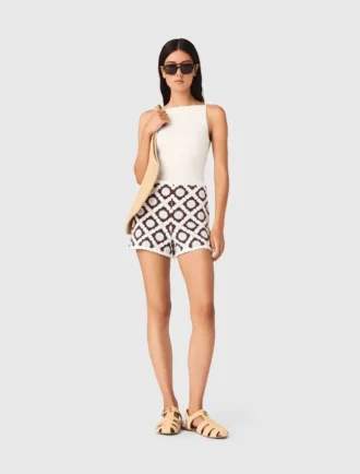 Häkel-Shorts mit Blumenmuster