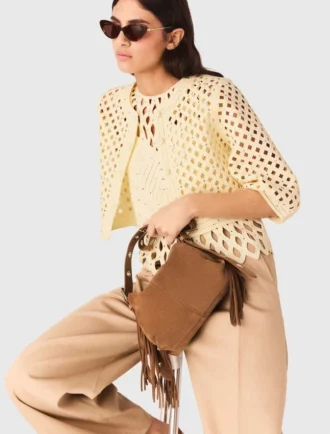 Häkel-Strickjacke mit Strasssteinen