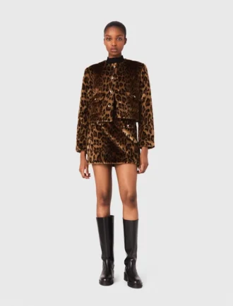 Jacke aus Kunstfell in Leopardenmuster