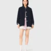 Jacke aus Leder und Kunstfell