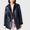 Jacke aus Leder und Kunstfell