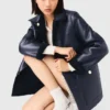 Jacke aus Leder und Kunstfell