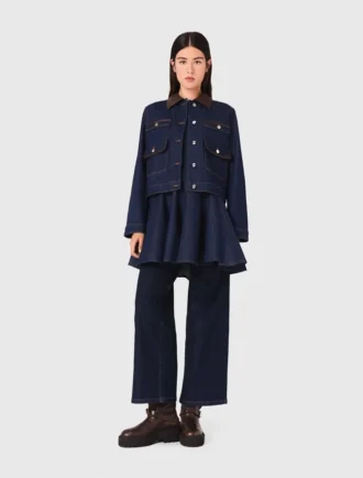 Jeansjacke mit Kunstleder