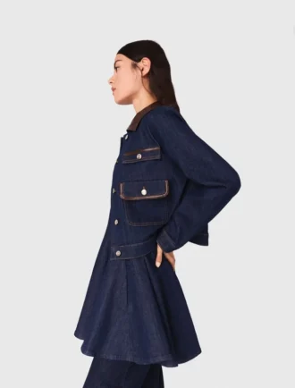 Jeansjacke mit Kunstleder